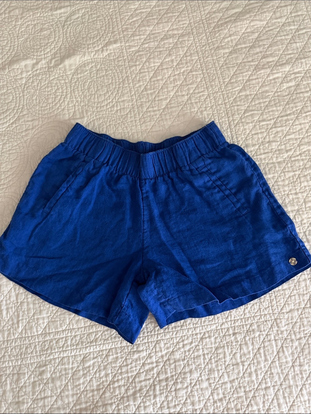 Lilly Pulitzer Royal Blue Elastic-Waist Linen-Blend Shorts